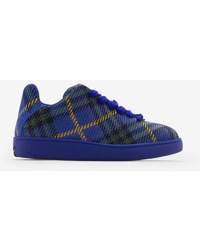 Burberry Check Knit Box Sneakers - Blue