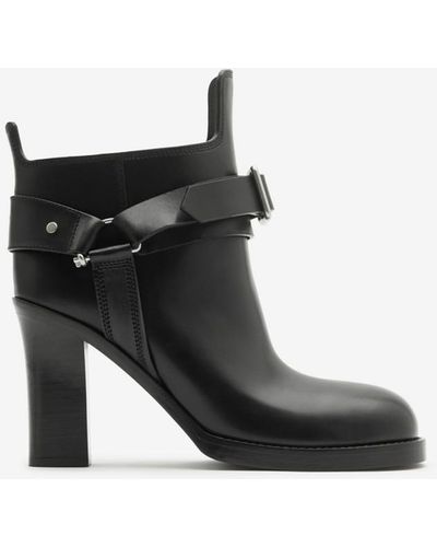 Burberry Leather Stirrup Low Boots - Black