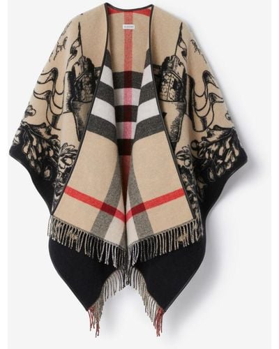 Burberry Wendbares Wollcape mit Check und EKD-Motiven - Mehrfarbig