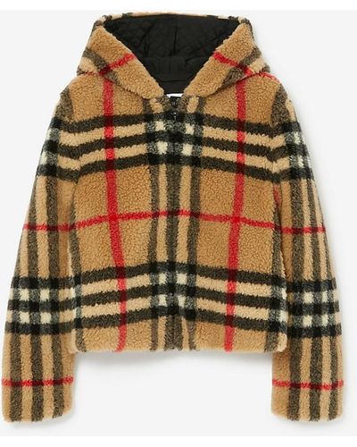 Burberry Check Fleece Hooded Jacket - Multicolor