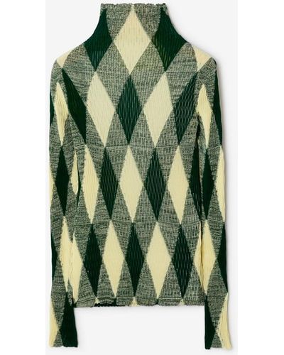 Burberry Argyle Cotton Silk Sweater - Green
