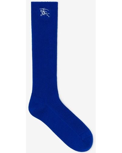 Burberry Ribbed Cashmere Blend Socks - Blue