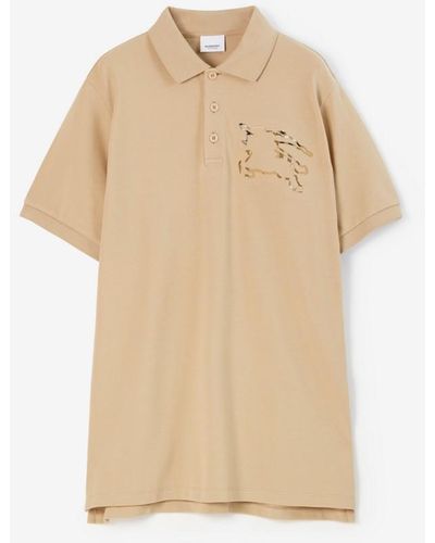 Burberry Winslow Polo Shirt In Organic Piqué With Ekd - Natural