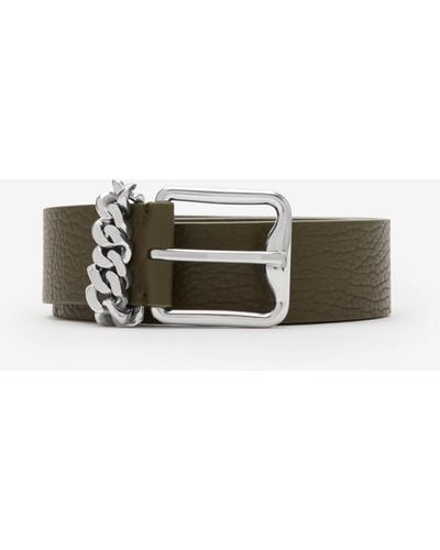 Burberry Leather B Buckle Chain Belt - Green