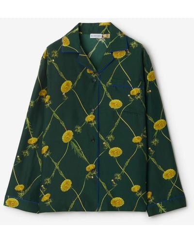 Burberry Dandelion Silk Pyjama Shirt - Green