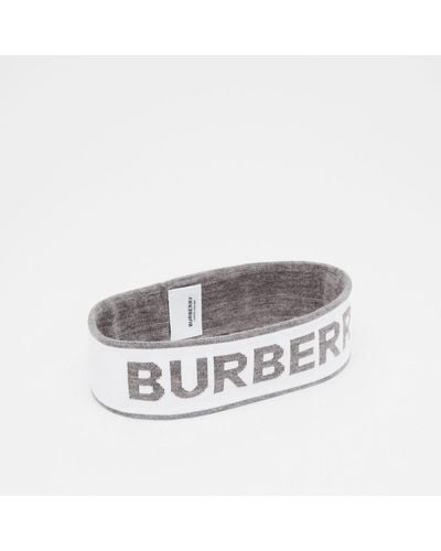 Burberry Logo Intarsia Wool Blend Headband - Gray