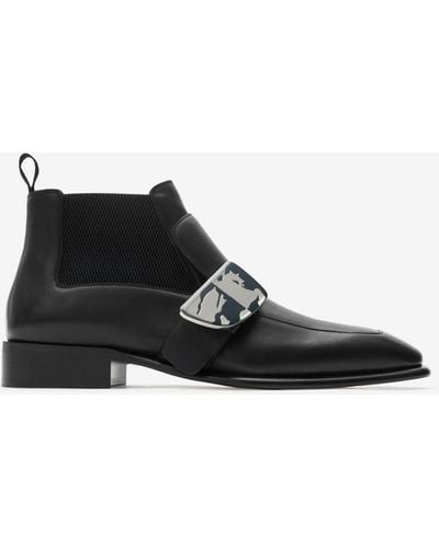 Burberry Leather Shield Chelsea Boots - Black