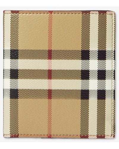 Burberry Check Folding Card Case - Natural