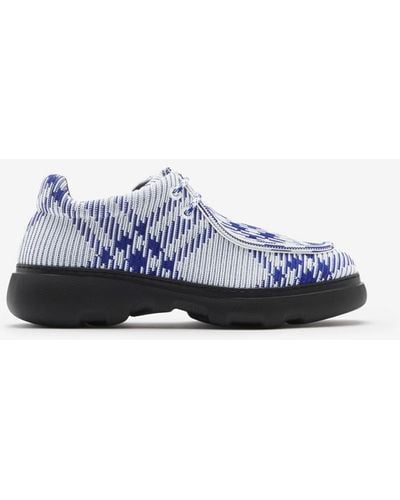 Burberry Check Woven Creeper Shoes - Blue