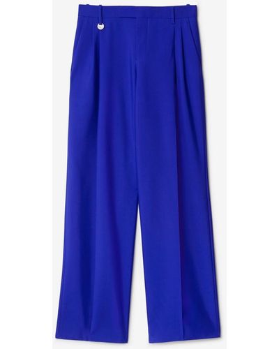 Burberry Wool Tailored Trousers - Blue