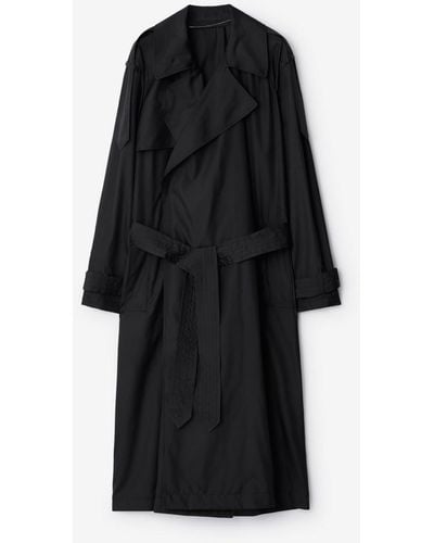Burberry Long Silk Trench Coat - Black