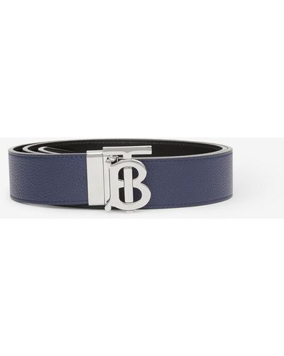 Burberry Reversible Leather Tb Belt - Blue