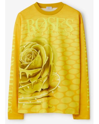 Burberry Haut à imprimé roses - Jaune