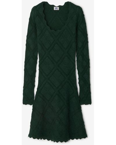 Burberry Wollmisch-Kleid in Aran-Strick - Grün