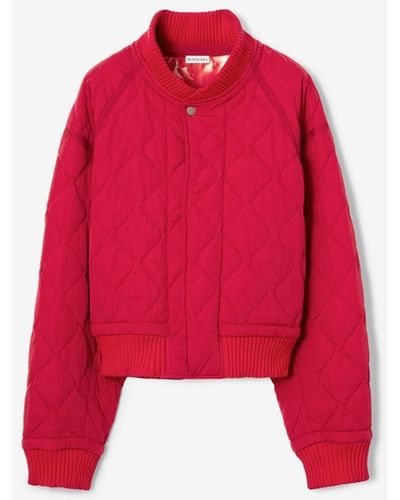 Burberry Quilted Nylon Bomber Jacket - Red