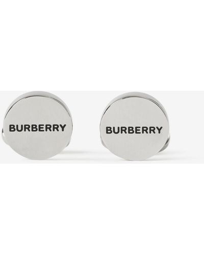 Burberry Logo Detail Palladium-plated Cufflinks - White