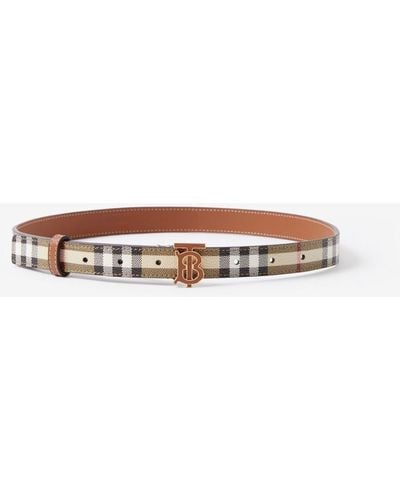 Burberry Check And Leather Tb Belt - Multicolor