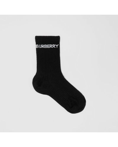 Burberry Socken aus technischer Stretchbaumwolle mit Logo in Intarsienoptik - Schwarz