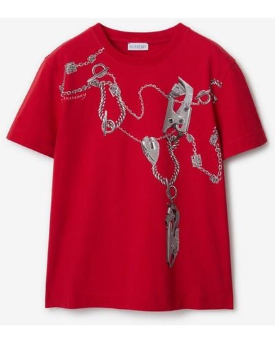Burberry Boxy Knight Hardware Cotton T-shirt - Red