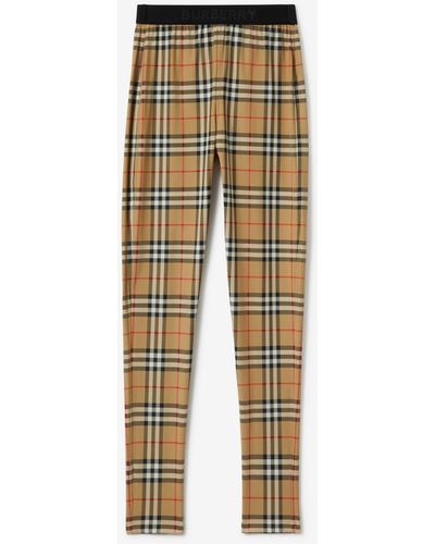 Burberry Check Stretch Jersey Leggings - Natural