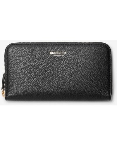 Burberry Large Leather Zip Wallet - Black