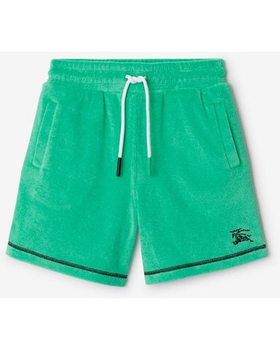 Burberry Cotton Blend Towelling Shorts - Green