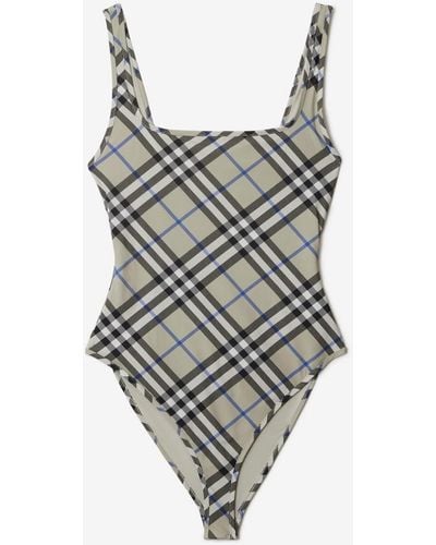 Burberry Check Swimsuit - Gray