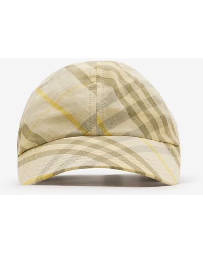 Burberry Check Linen Baseball Cap - Natural