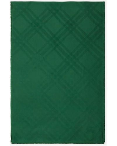 Burberry Check Silk Scarf - Green