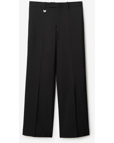 Burberry Wool Silk Tailored Trousers - Black