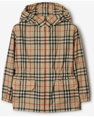 Burberry Check Hooded Jacket - Natural