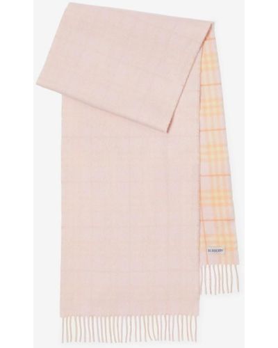 Burberry Reversible Check Cashmere Scarf - Pink