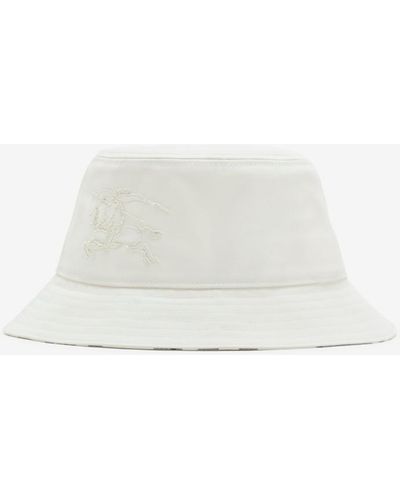 Burberry Cotton Blend Bucket Hat - White