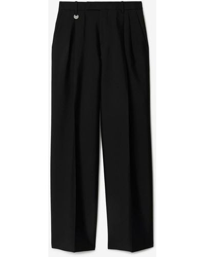 Burberry Wool Silk Tailored Trousers - Black