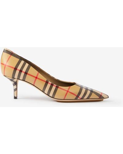 Burberry Vintage Check Leather Point-toe Pumps - Natural