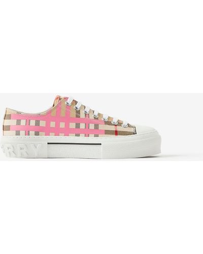 Burberry Check Canvas & Leather Sneaker - Pink