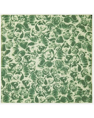 Burberry Foulard en soie à motif roses - Vert