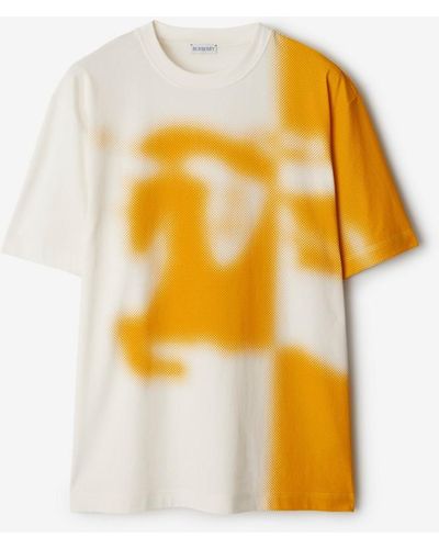 Burberry Halftone Ekd Cotton T-shirt - Yellow