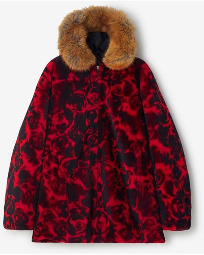Burberry Rose Shearling Parka - Red