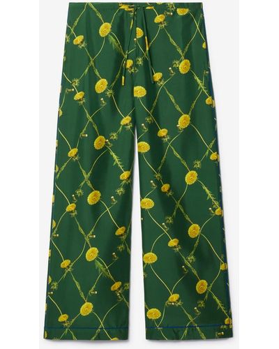 Burberry Pantalon pyjama en soie à imprimé pissenlits - Vert