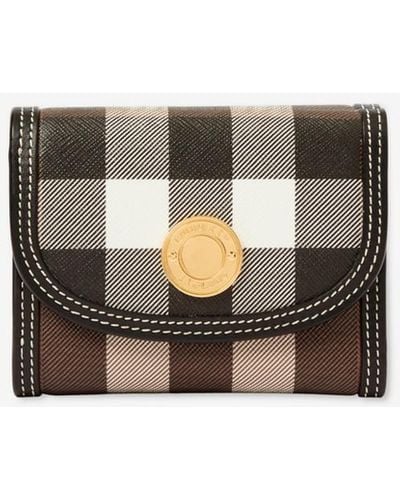 Burberry Check And Leather Small Folding Wallet - Multicolor