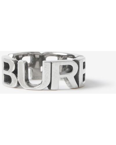 Burberry Palladium-plated Logo Ring - Metallic