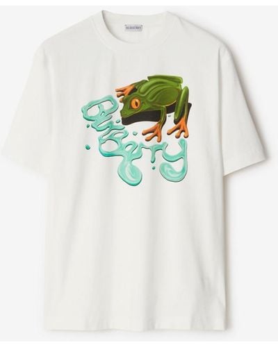 Burberry T-shirt en coton à imprimé grenouille - Blanc