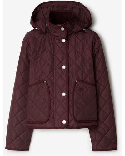 Burberry Cropped Quilted Nylon Jacket - Red