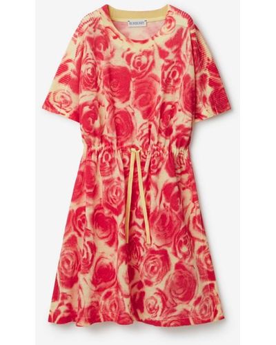 Burberry Rose Linen Cotton Dress - Red