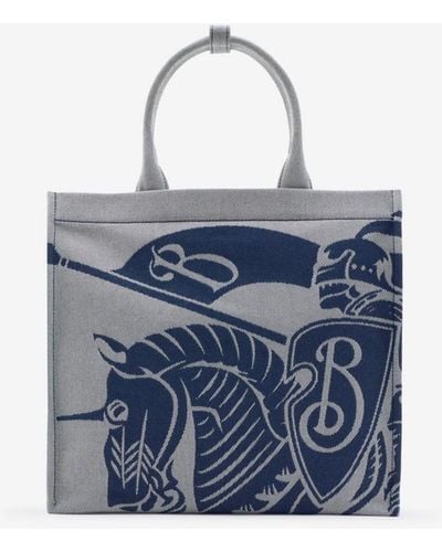 Burberry Equestrian Design Cotton-blend Tote Bag - Blue