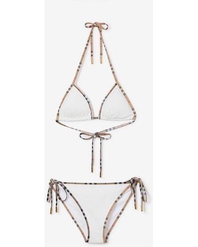 Burberry Bikini triangle avec Check - Blanc