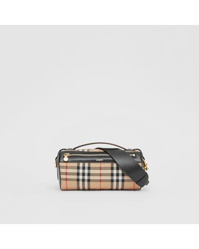 Burberry The Vintage Check And Leather Barrel Bag - Multicolor
