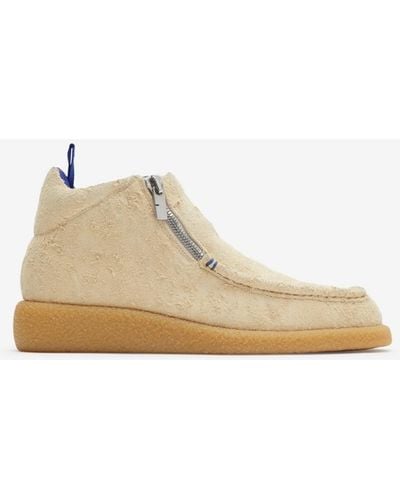 Burberry Suede Chance Boots - Natural