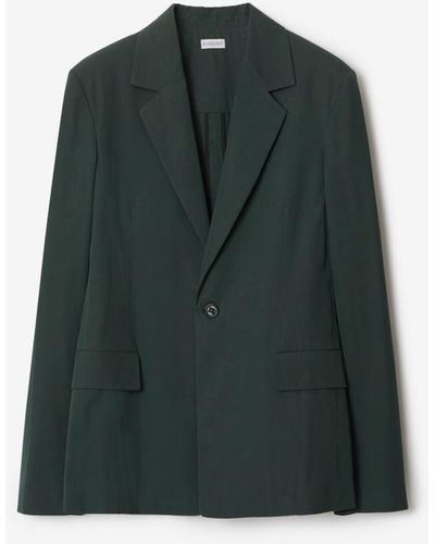 Burberry Wool Blend Tailored Jacket - Green